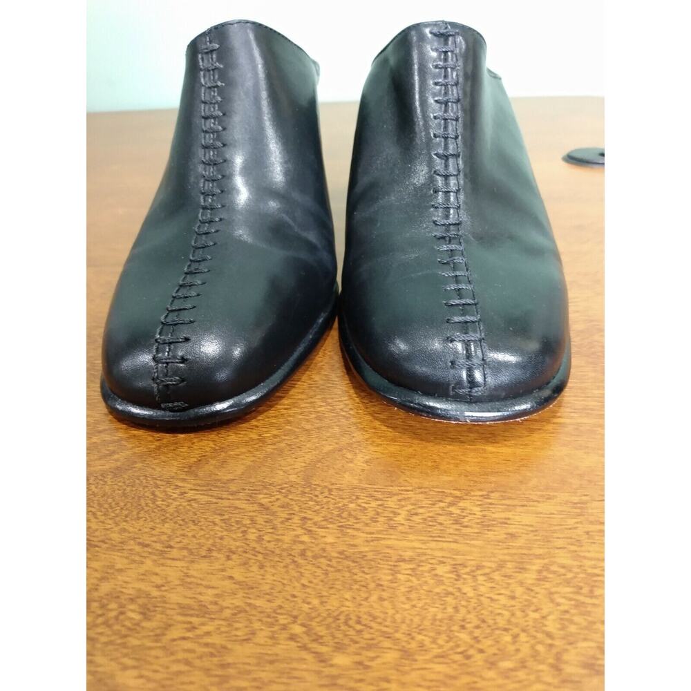 3" Heel Antonio Melani‎ Leather Mules, Black,Size 8 - Picture 3 of 6